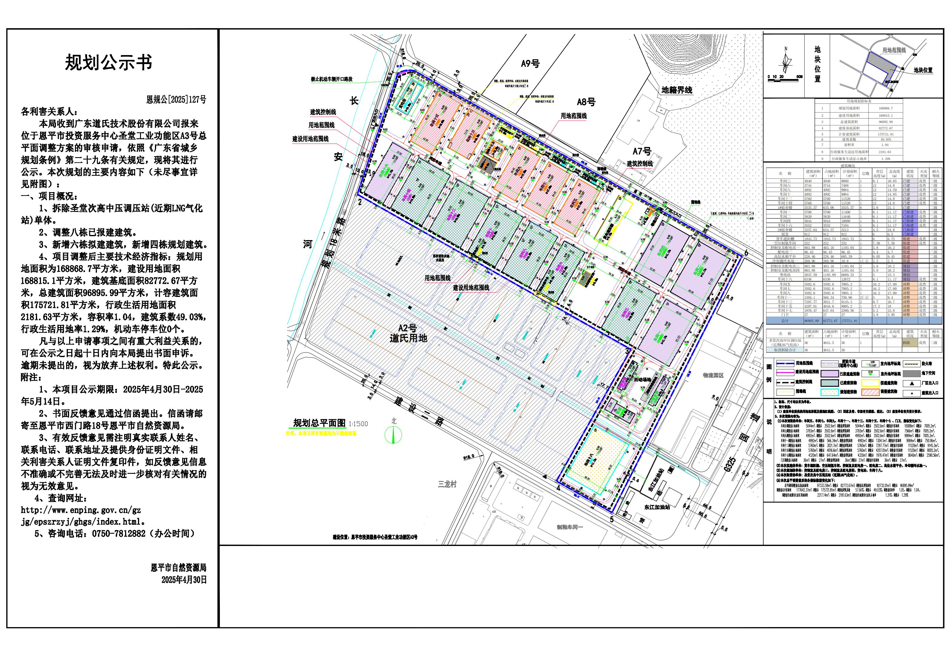 恩规公[2025]127号 规划公示书 关于欧亚国际官网
投资服务中心圣堂工业功能区A3号（广东道氏技术股份有限公司）的公示.jpg