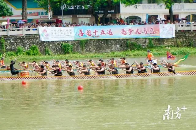 队员们弓身发力、高喊口号,气势十足。 南方+ 周柳妤 拍摄 图片